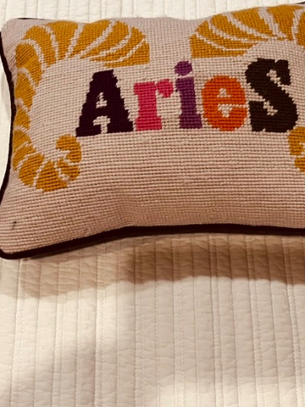 Jonathan Adler Aries Needle Point Pillow with Velvet Back
